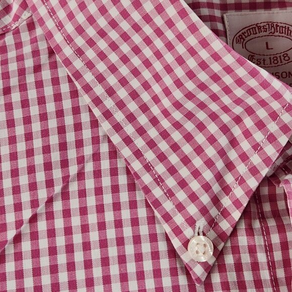 Brooks Brothers Madison Large Non-iron Magenta Check Long Sleeve Button Up Shirt - Picture 8 of 16